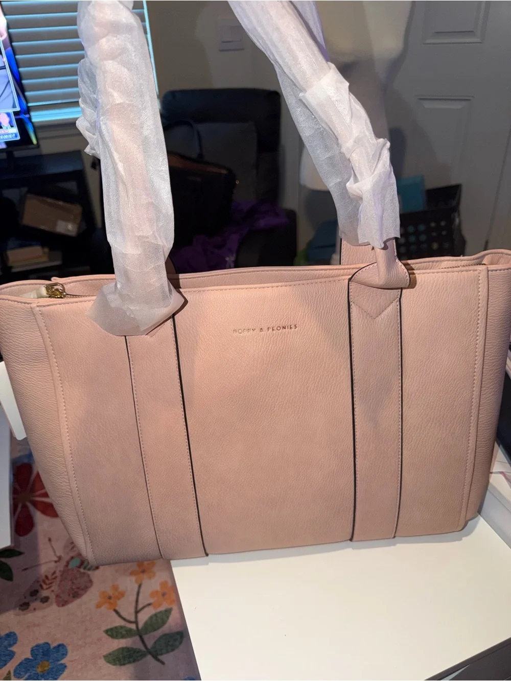 NWT Poppy and Peonies Multitasker Tote Bag - Blush